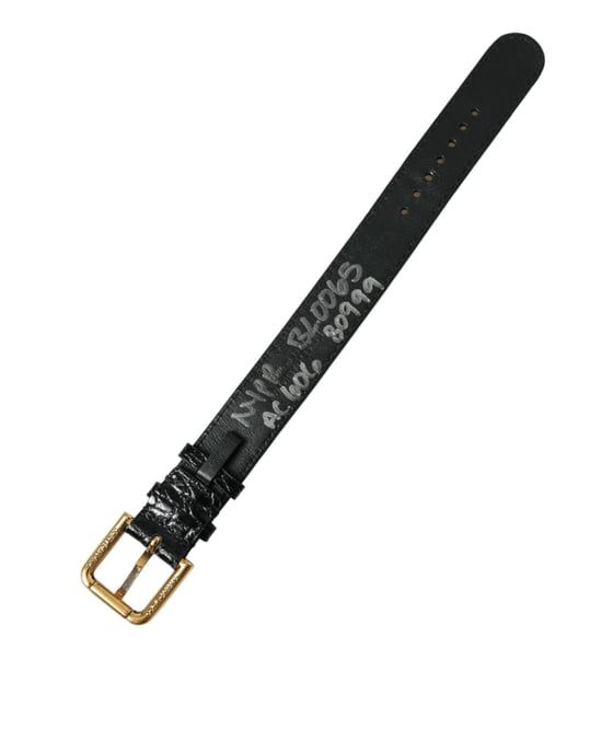 Dolce & Gabbana Schwarzes Texturiertes Leder Armband mit Goldfarbenem Metallverschluss - Image 3
