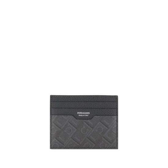 Ferragamo Graues Kalbsleder Bos Taurus Wallet - Image 1