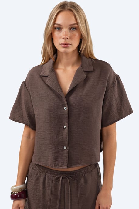 Strukturiertes Crop-Shirt mit Knopfverschluss - Image 5
