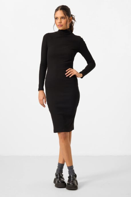 Rippstrick-Turtleneck Midi-Kleid - Image 6