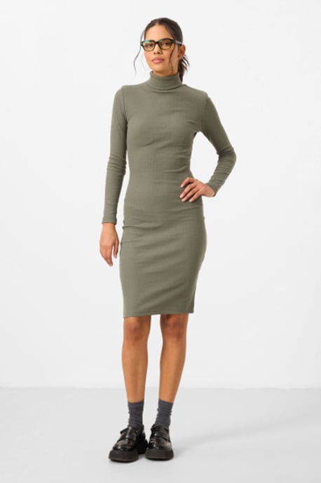 Rippstrick-Turtleneck Midi-Kleid - Image 3