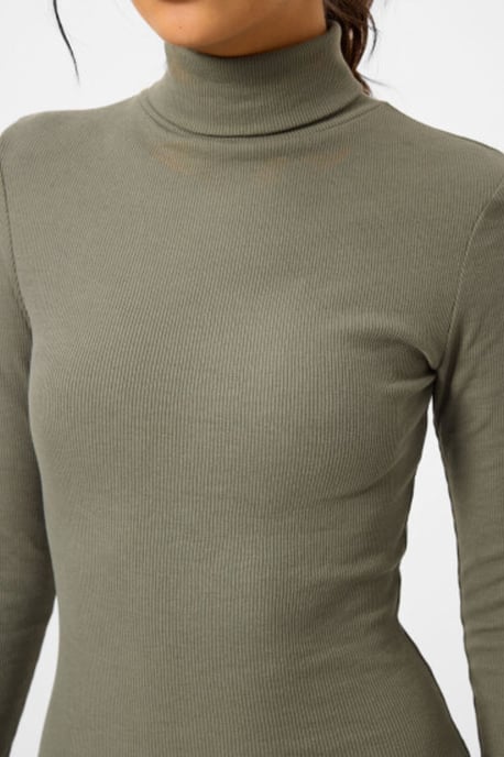 Rippstrick-Turtleneck Midi-Kleid - Image 5