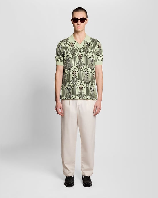 Botanischer Druck Strick-Polo-Shirt - Image 2