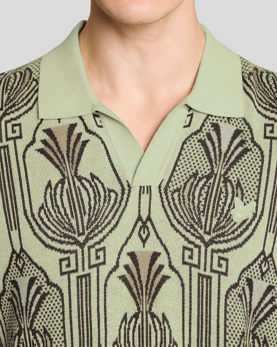 Botanischer Druck Strick-Polo-Shirt - Image 3