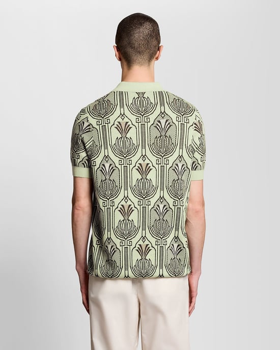 Botanischer Druck Strick-Polo-Shirt - Image 4