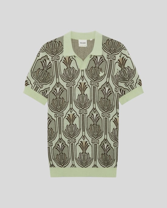 Botanischer Druck Strick-Polo-Shirt - Image 5