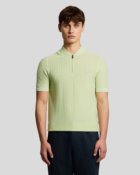 Superfeine Baumwolle 1/4 Zip Strick-Polo - Image 1