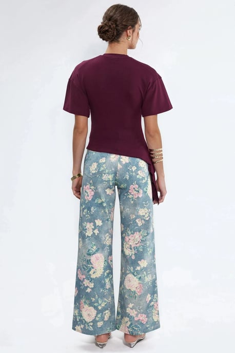 Oversized Crew Neck Drapé-Bluse - Image 2