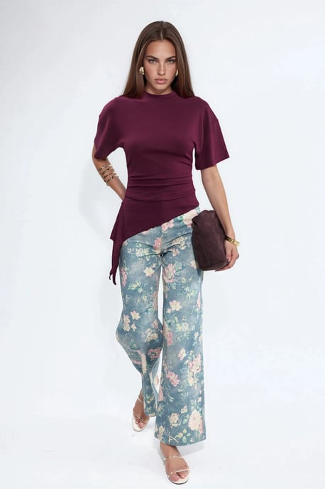 Oversized Crew Neck Drapé-Bluse - Image 3