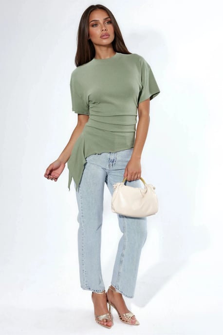 Oversized Crew Neck Drapé-Bluse - Image 3