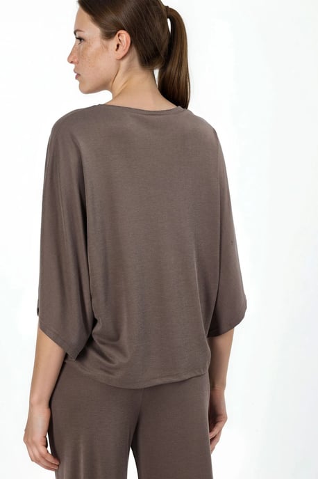 Locker sitzende gerippte Rundhalsbluse - Image 3