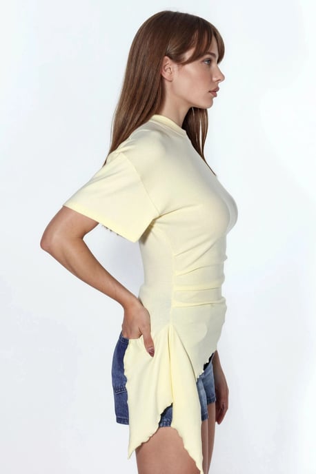 Übergroße Crew-Neck Drapiertes Blusenoberteil - Image 2
