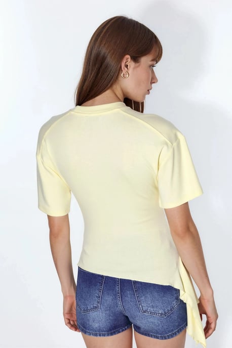 Übergroße Crew-Neck Drapiertes Blusenoberteil - Image 3