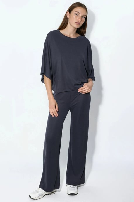Locker sitzende gerippte Rundhalsbluse - Image 4