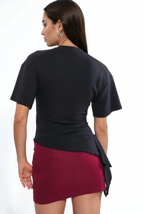 Übergroße Crewneck-Drapée-Bluse - Image 2