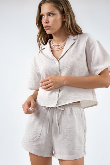 Hohe Taille Weite Shorts mit Kordelzug - Image 1