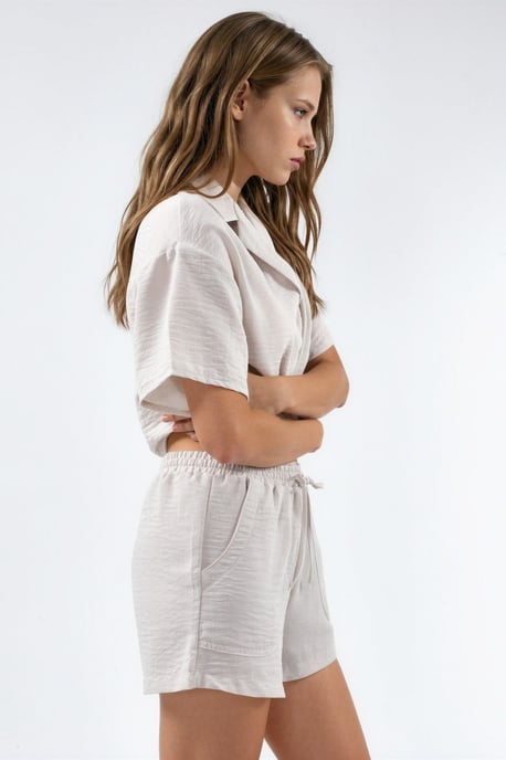 Hohe Taille Weite Shorts mit Kordelzug - Image 2