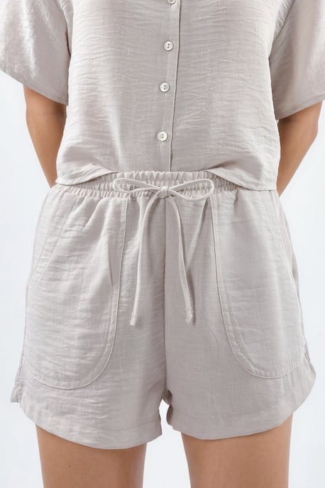 Hohe Taille Weite Shorts mit Kordelzug - Image 4