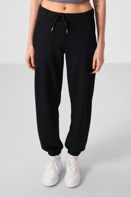 Mittlere Taille Crepe Relaxed Hose mit Tasche - Image 2