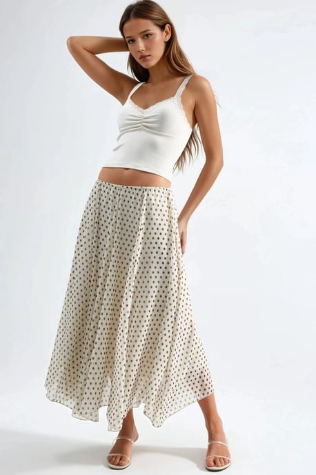 Hochtaillierter Polka Dot Maxikilt - Image 2