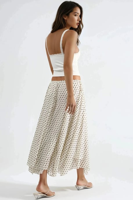 Hochtaillierter Polka Dot Maxikilt - Image 3