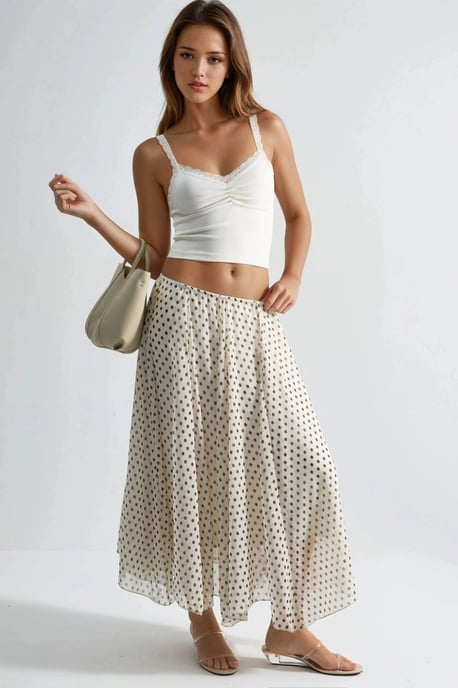 Hochtaillierter Polka Dot Maxikilt - Image 4