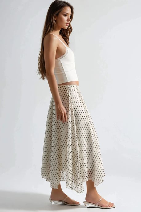 Hochtaillierter Polka Dot Maxikilt - Image 5