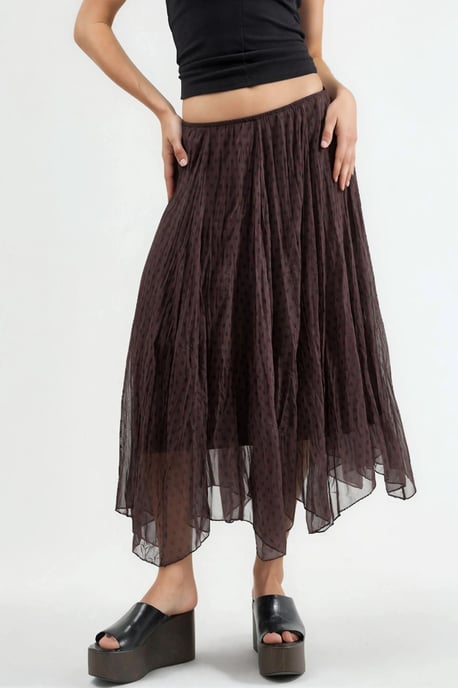 Hochtaillierter Polka Dot Maxi-Rock - Image 1