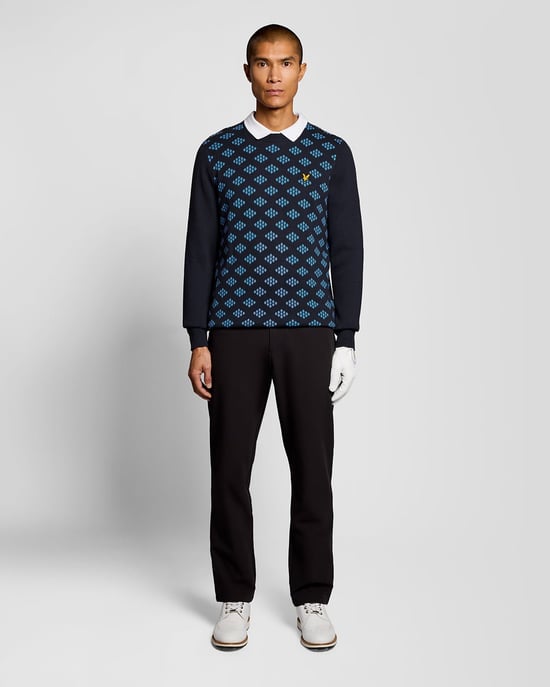 Baumwoll-Pullover mit Rundhalsausschnitt und Rautenmuster - Image 2