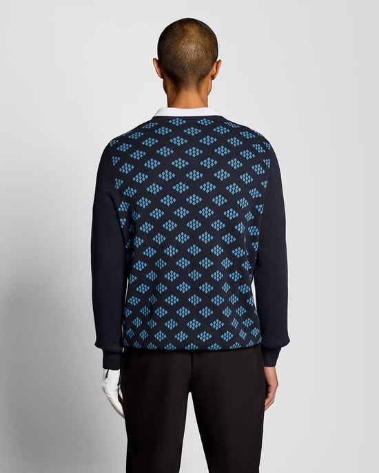Baumwoll-Pullover mit Rundhalsausschnitt und Rautenmuster - Image 4