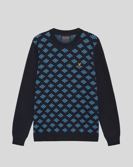 Baumwoll-Pullover mit Rundhalsausschnitt und Rautenmuster - Image 5