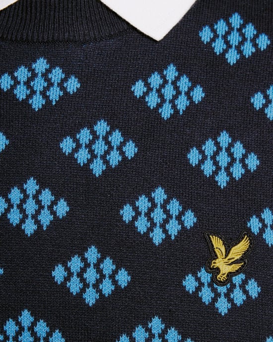 Baumwoll-Pullover mit Rundhalsausschnitt und Rautenmuster - Image 6
