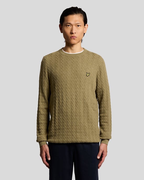 Leinenmischung Rippstrick Rundhals-Pullover - Image 1