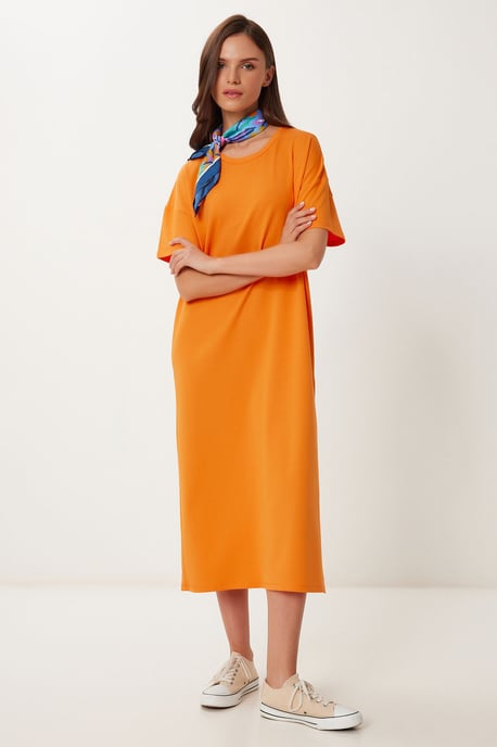 Midi Baumwollkleid mit Schlitz - Image 3