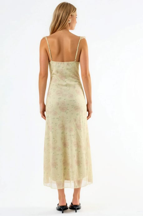 Blumiges V-Ausschnitt Midikleid - Image 4
