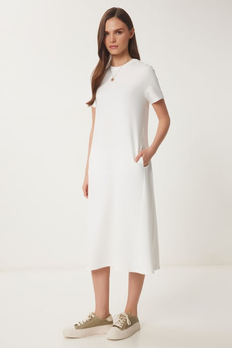 Midikleid mit kurzen Ärmeln und Rundhalsausschnitt - Image 2
