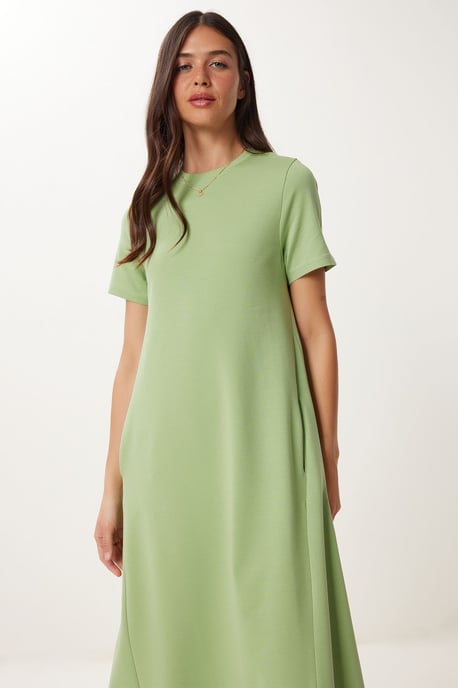 Midikleid mit kurzen Ärmeln und Rundhalsausschnitt - Image 3