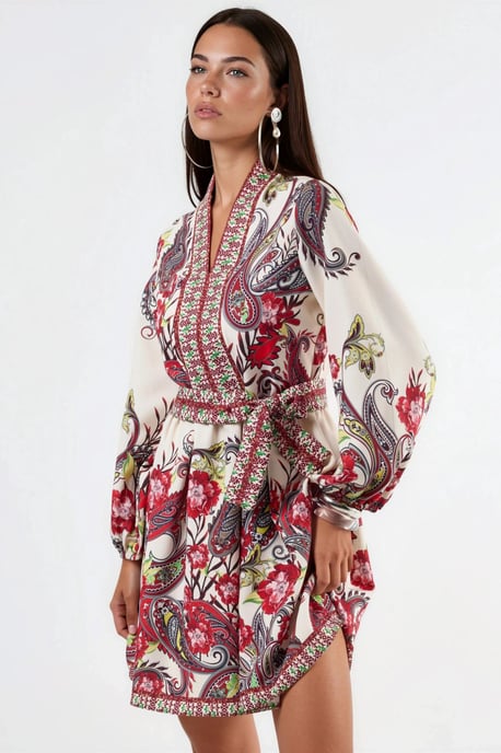 Gemustertes A-Linien-Minikleid - Image 1