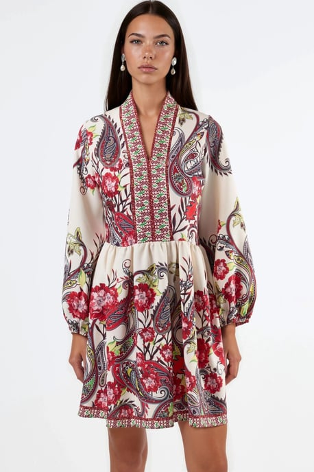 Gemustertes A-Linien-Minikleid - Image 5