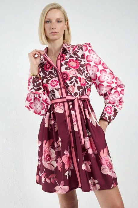 Mustered A-Linien Mini-Kleid - Image 1