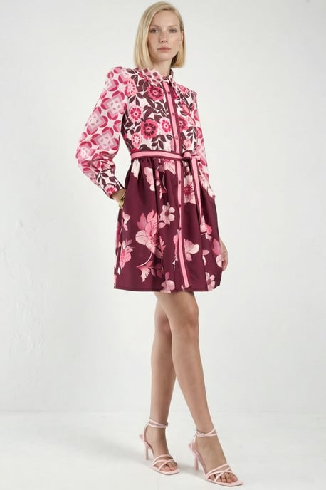 Mustered A-Linien Mini-Kleid - Image 2