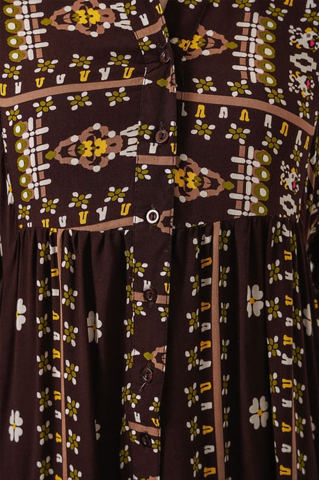 Gemustertes V-Ausschnitt Maxikleid - Image 6