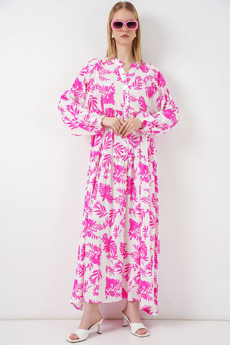 Gemustertes V-Ausschnitt Maxikleid - Image 3