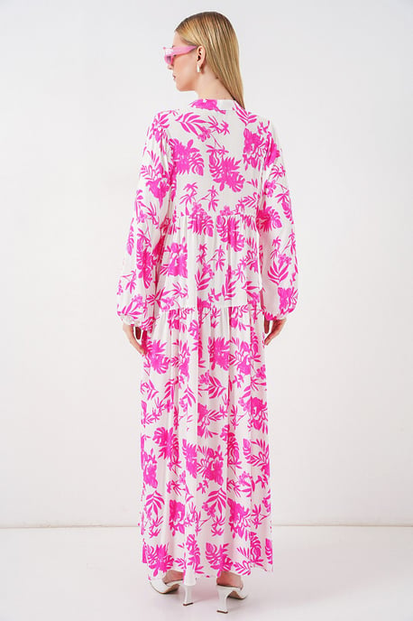 Gemustertes V-Ausschnitt Maxikleid - Image 5