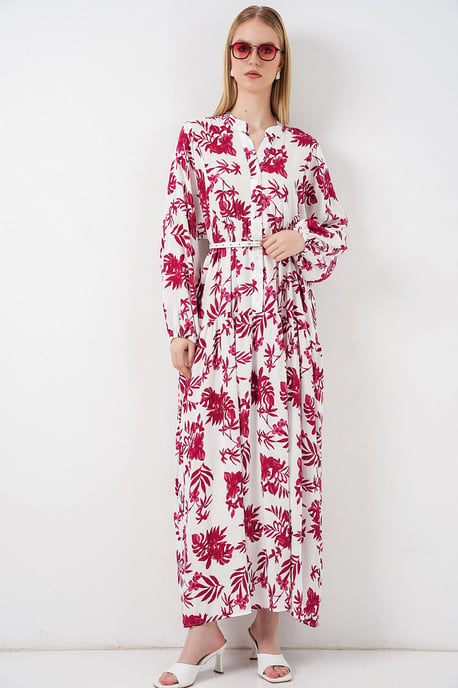 Gemustertes V-Ausschnitt Maxikleid - Image 4