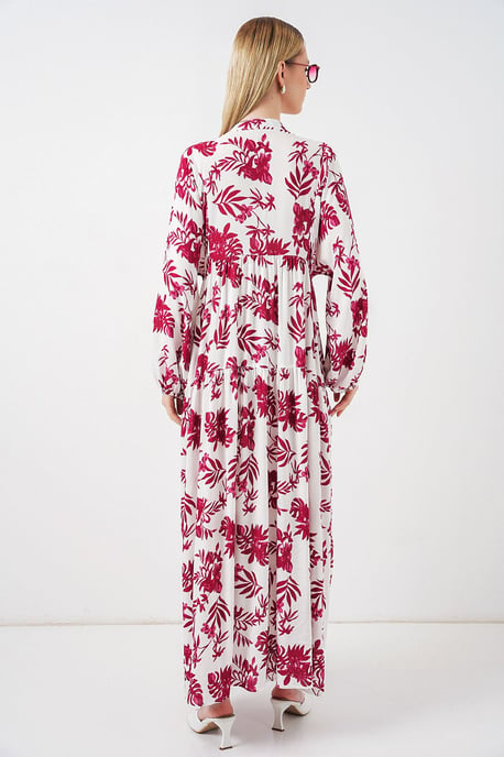 Gemustertes V-Ausschnitt Maxikleid - Image 6