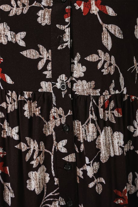 Gemustertes V-Ausschnitt Maxikleid - Image 5