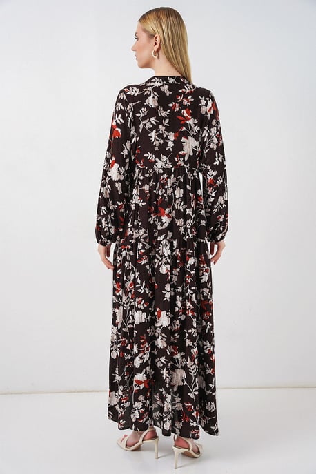 Gemustertes V-Ausschnitt Maxikleid - Image 6