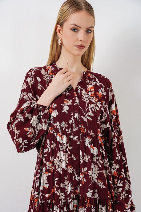 Gemustertes V-Ausschnitt Maxikleid - Image 2