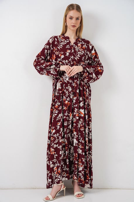 Gemustertes V-Ausschnitt Maxikleid - Image 4